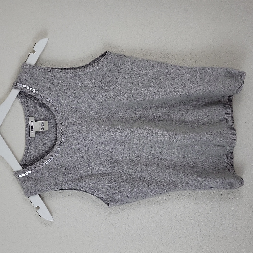 Women's Harold's Cashmere Cotton Knit Sequin Tank Top Size Small